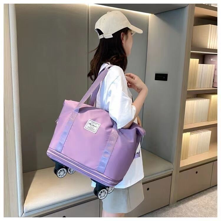 유통 확장 가능한 접이식 듀펠 가방 방수 건조 젖은 가방 조직자 주말 여행 가방 바퀴가 있는 가방