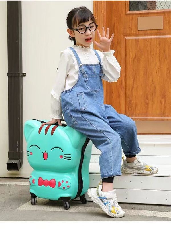 새 소년과 소녀 둥근 수하물 어린이 트롤리 케이스 컬러 만화 귀여운 어린이 수하물