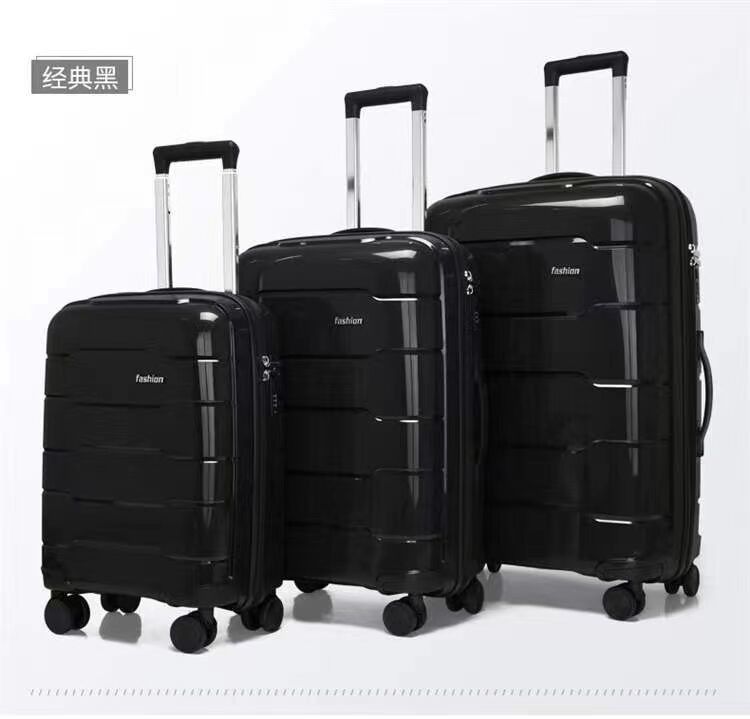 PP 물질 폭발 방지 칩 가방 20 24 28 3 조각 가방 유니버설 바퀴 암호 탑승 트롤리 박스